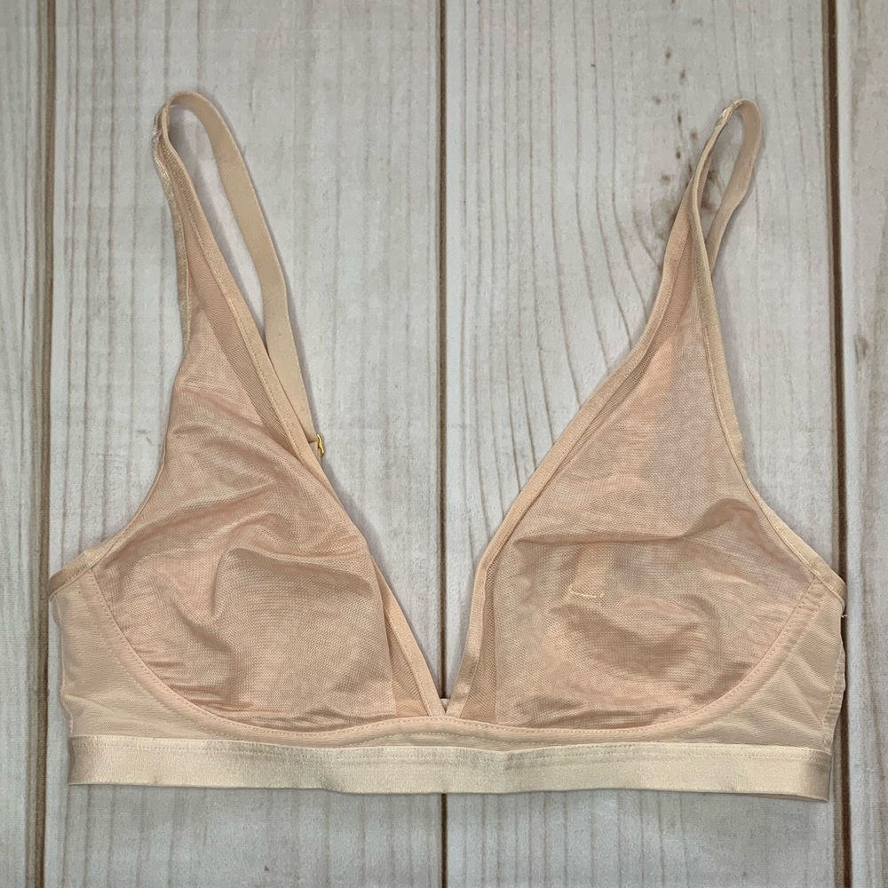 Soma Unbelievable Lift Wireless Bra Plunge Mesh Unlined 34C Pink